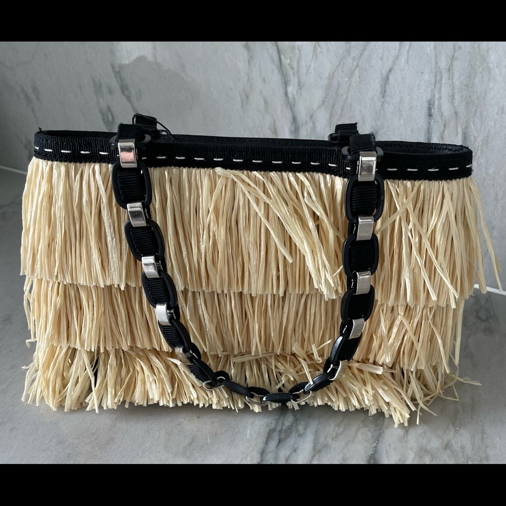 Ferragamo Straw & Leather Handbag